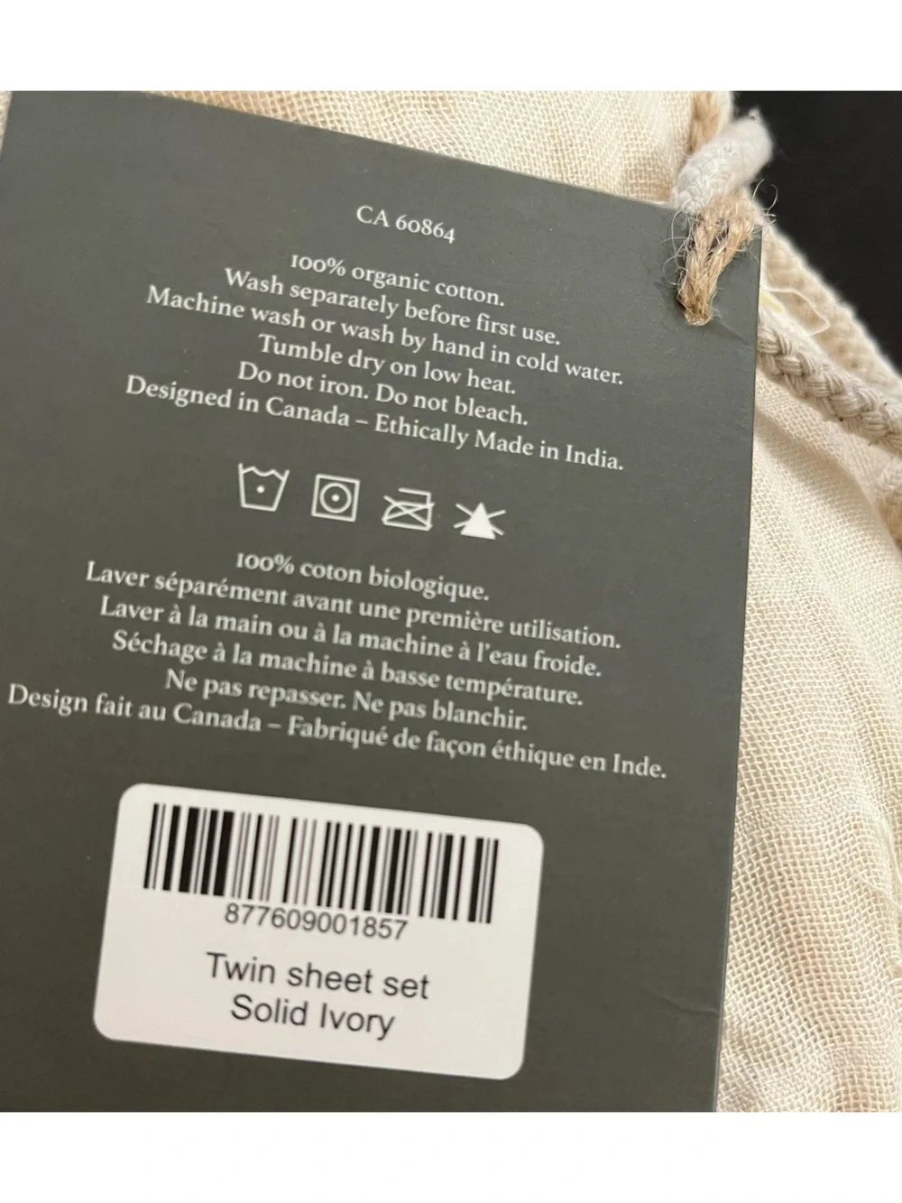 House of Ella Cream Organic Cotton Twin Bed Set NWT